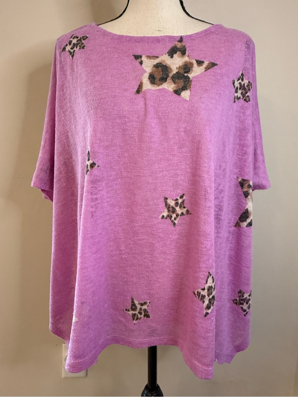 Purple cow & star novelty print sweater top oversized S/M